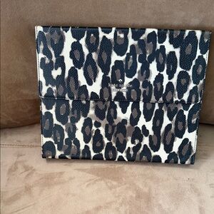 kate spade Leopard Print Foldover Clutch - Black Brown Cream